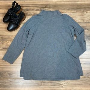 Eileen Fisher Mock Neck Long Sleeve Women's L Color‎ Gray